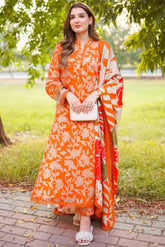 ANEELAS - 3PC PRINTED SHIRT WITH PATCHES AND CHIFFON DUPATA AND TROUSER - RB11177