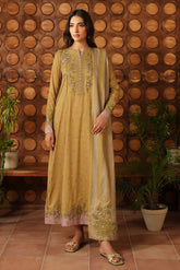 IZNIK - 3PC PRINTED SHIRT WITH PATCHES AND CHIFFON DUPATA AND TROUSER - RB11175