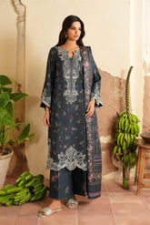 IZNIK - 3PC PRINTED SHIRT WITH PATCHES AND CHIFFON DUPATA AND TROUSER - RB11170