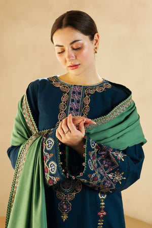 ZARA SHAH JAHAN - 3PC DHANAK EMBROIDERED SHIRT WITH DHANAK EMBROIDERED DUPPATA AND TROUSER