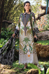 MARIA B - 3PC PRINTED SHIRT WITH PATCHES AND CHIFFON DUPATA AND TROUSER - RB11186
