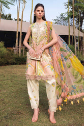 MARIA B - 3PC PRINTED SHIRT WITH PATCHES AND CHIFFON DUPATA AND TROUSER - RB11167
