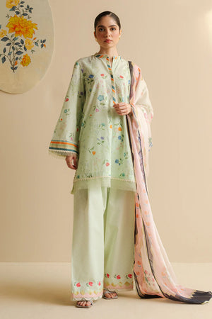 COCO BY ZARA SHAH JAHAN - 3PC PRINTED TANA DORA SHIRT WITH VOIL PRINTED DUPATTA- RB11117