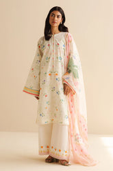 COCO BY ZARA SHAH JAHAN - 3PC PRINTED TANA DORA SHIRT WITH VOIL PRINTED DUPATTA- RB11118