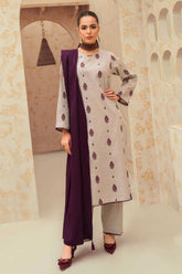 LAAM - 3PC DHANAK EMBROIDERED SHIRT WITH DHANAK SHAWL AND TROUSER - RB11144