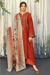 URGE - 3PC DHANAK EMBROIDERED SHIRT WITH DHANAK SHAWL AND TROUSER - RB11129