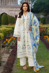 LIMELIGHT-3PC EMBROIDERED DHANAK SHIRT WITH PRINTED SHAWL AND TROUSER - RB11263