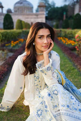 LIMELIGHT-3PC EMBROIDERED DHANAK SHIRT WITH PRINTED SHAWL AND TROUSER - RB11263