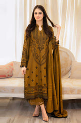 MARIA B - 3PC DHANAK EMBROIDERED SHIRT WITH DHANAK SHAWL AND TROUSER - RB11143