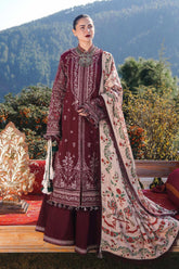 HUSSAIN REHAR - 3PC DHANAK EMBROIDERED SHIRT WITH DHANAK SHAWL AND TROUSER - RB11155