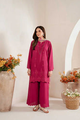 LAAM - 3PC DHANAK EMBROIDERED SHIRT WITH DHANAK SHAWL AND TROUSER - RB11156
