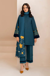 BAROQUE - 3PC DHANAK EMBROIDERED SHIRT WITH DHANAK SHAWL AND TROUSER - RB11131