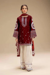 ASIM JOFA - 3PC DHANAK EMBROIDERED SHIRT WITH DHANAK SHAWL AND TROUSER - RB11140