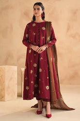 BAROQUE - 3PC DHANAK EMBROIDERED SHIRT WITH DHANAK SHAWL AND TROUSER - RB11142