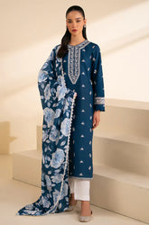 SAPPHIRE - 3PC DHANAK EMBROIDERED SHIRT WITH DHANAK SHAWL AND TROUSER - RB11149