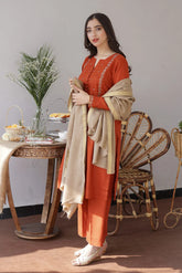 AISLING - 3PC DHANAK EMBROIDERED SHIRT WITH DHANAK SHAWL AND TROUSER - RB11150