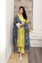 URGE - 3PC LAWN EMBROIDERED SHIRT WITH PRINTED DUPATTA AND TROUSER- RB11126