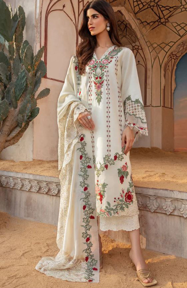 MARIA B - 3PC LAWN EMBROIDERED SHIRT WITH CHIFFON EMBROIDERED DUPPATA-