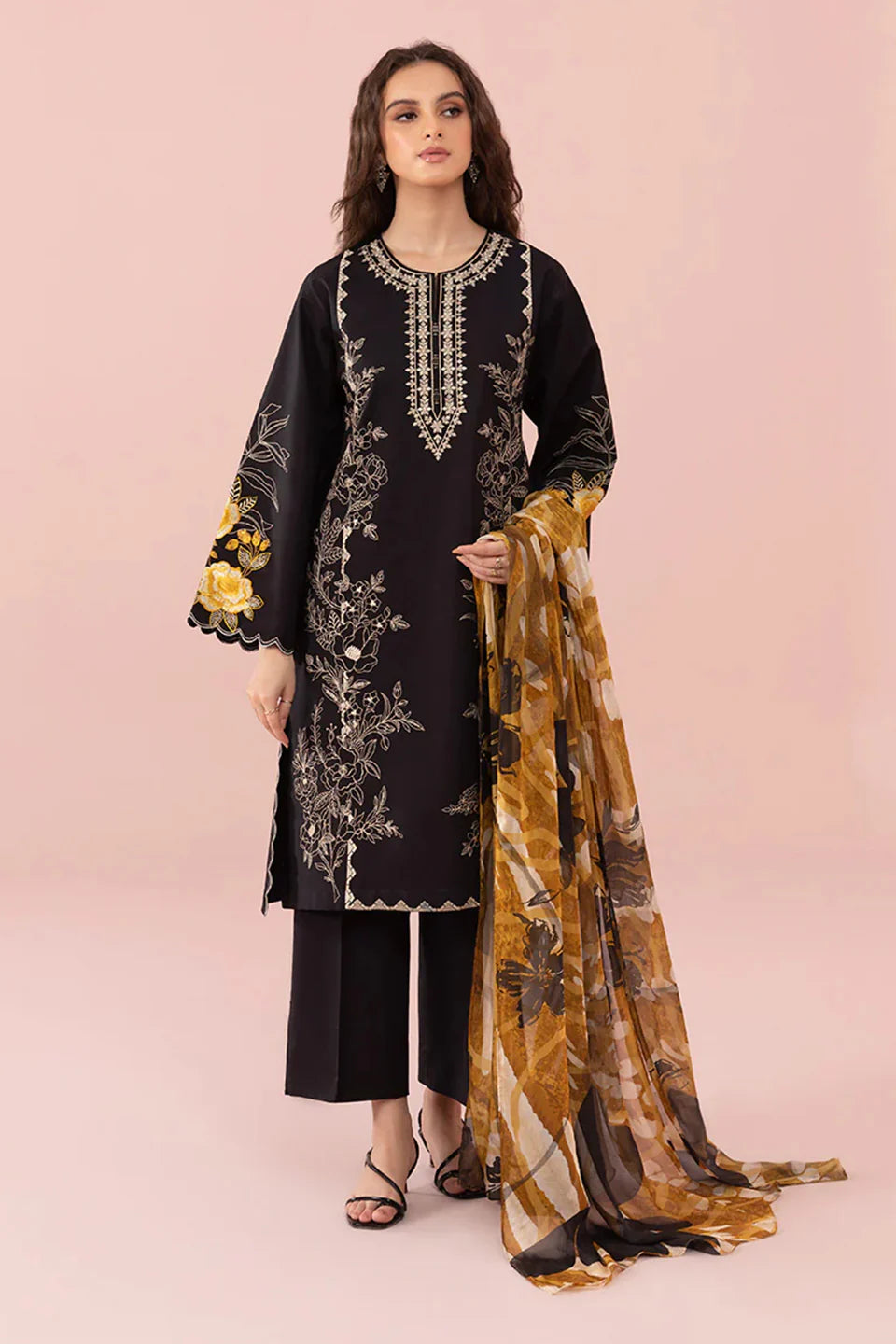 SAPPHIRE - 3PC CAMBRIC EMBROIDERED SHIRT WITH PRINTED DUPATTA AND CAMBRIC TROUSER - RB11047