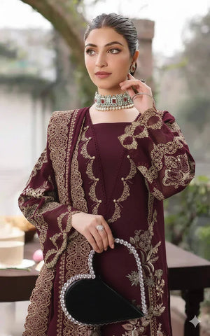 KAHF - 3PC EMBROIDERED SHIRT WITH CHIFFON EMBROIDERED DUPATTA AND TROUSER - RB11198