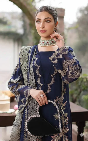 KAHF - 3PC EMBROIDERED SHIRT WITH CHIFFON EMBROIDERED DUPATTA AND TROUSER - RB11199