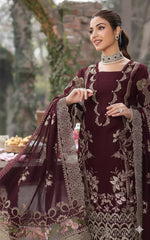 KAHF - 3PC EMBROIDERED SHIRT WITH CHIFFON EMBROIDERED DUPATTA AND TROUSER - RB11198