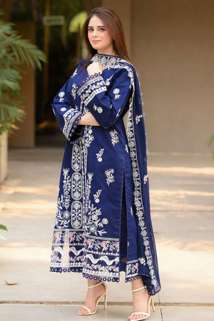 LIBAAS - 3PC EMBROIDERED SHIRT WITH CHIFFON DUPATTA AND TROUSER - RB11203