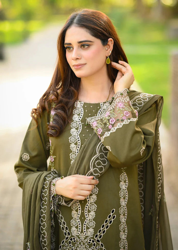LIBAAS - 3PC EMBROIDERED SHIRT WITH CHIFFON DUPATTA AND TROUSER - RB11205