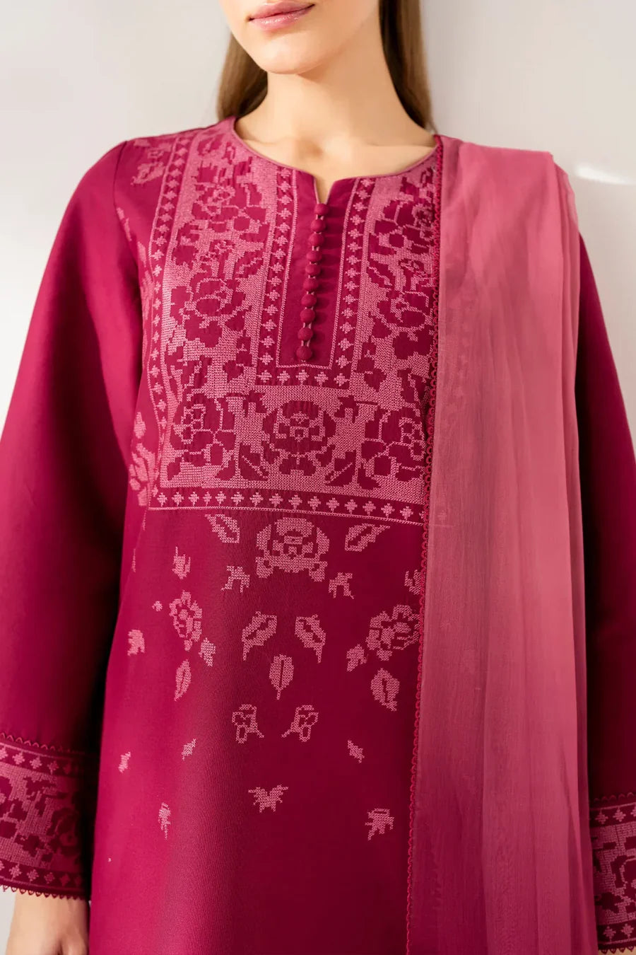JAZMIN - 3PC EMBROIDERED SHIRT WITH CHIFFON DUPATTA AND TROUSER - RB11206