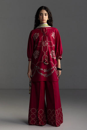 ZARA SHAHJAHAN - 3PC EMBROIDERED SHIRT WITH CHIFFON DUPATTA AND TROUSER - RB11210