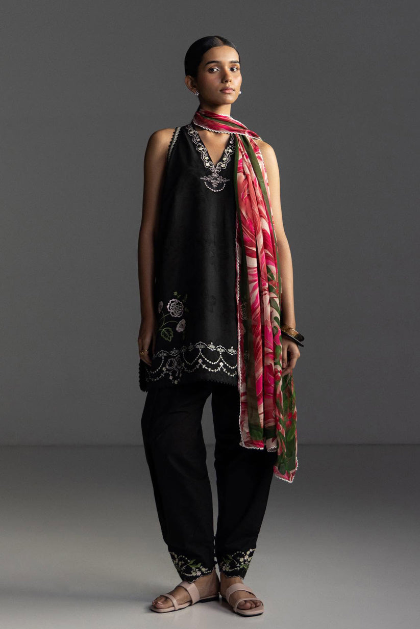 ZARA SHAHJAHAN - 3PC EMBROIDERED SHIRT WITH CHIFFON DUPATTA AND TROUSER - RB11211