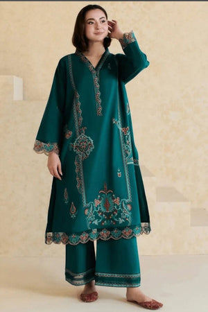 ZARA SHAHJAHAN - 2PC EMBROIDERED SHIRT WITH EMBROIDERED PATCHES AND TROUSER - RB11212