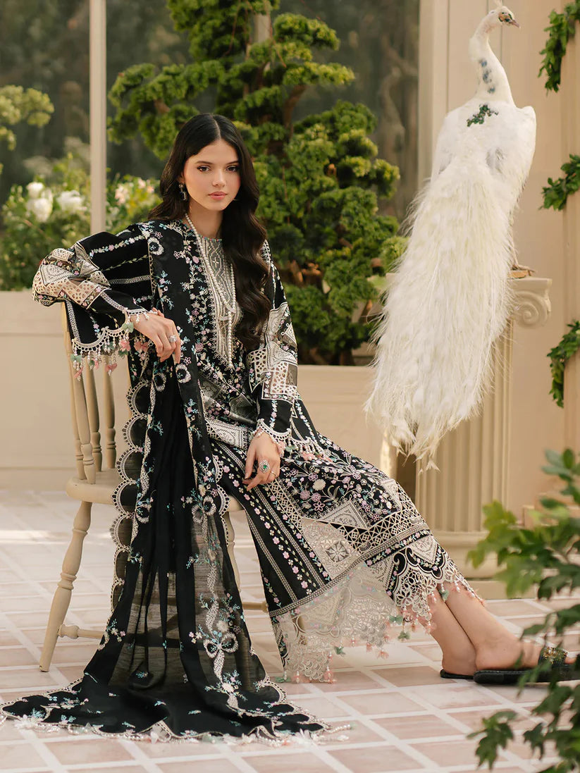 BIN ILYAS - 3PC LAWN EMBROIDERED SHIRT WITH CHIFFON DUPATTA AND TROUSER - RB11216