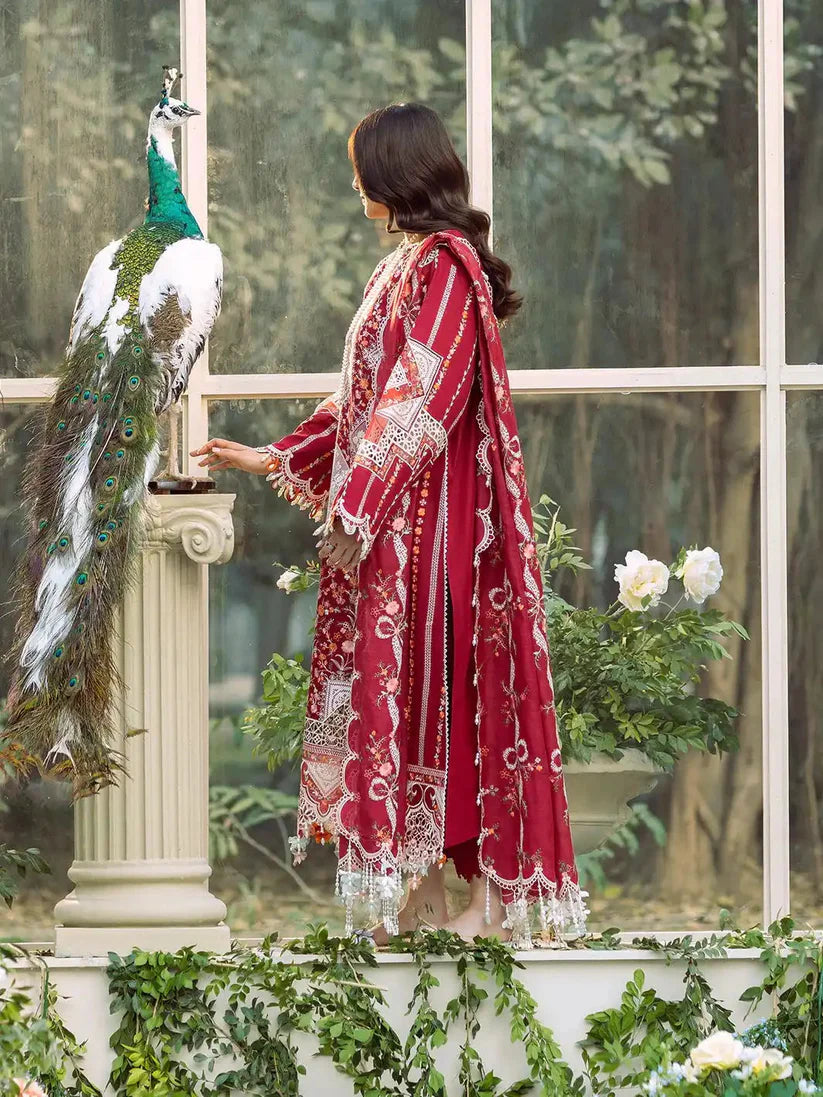 BIN ILYAS - 3PC LAWN EMBROIDERED SHIRT WITH CHIFFON DUPATTA AND TROUSER - RB11217