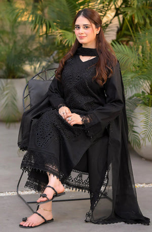 LIBAAS - 3PC EMBROIDERED SHIRT WITH CHIFFON DUPATTA AND TROUSER - RB11218