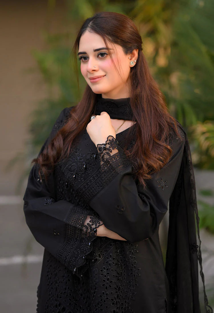LIBAAS - 3PC EMBROIDERED SHIRT WITH CHIFFON DUPATTA AND TROUSER - RB11218