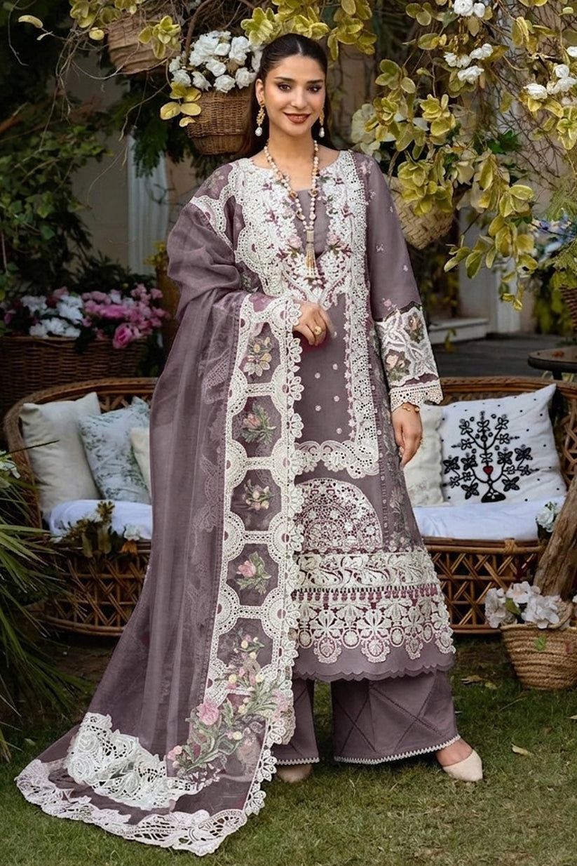 ELAF - 3PC EMBROIDERED SHIRT WITH KHADDI NET DUPATTA AND TROUSER - RB11220