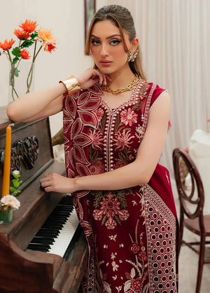 MAHNOOR - 3PC EMBROIDERED SHIRT WITH CHIFFON DUPATTA AND TROUSER - RB11221