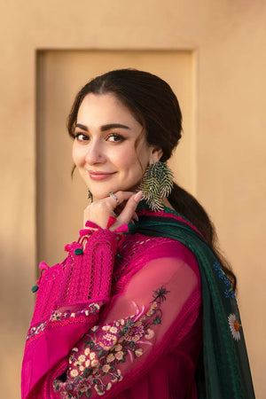 SAIRA RIZWAN- 3PC EMBROIDERED SHIRT WITH PRINTED DUPATTA AND TROUSER - RB11222