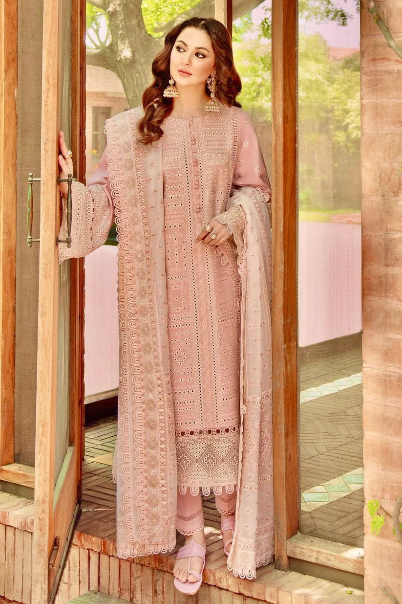 JAZMIN- 3PC EMBROIDERED SHIRT WITH KHADDI NET DUPATTA AND TROUSER - RB11223