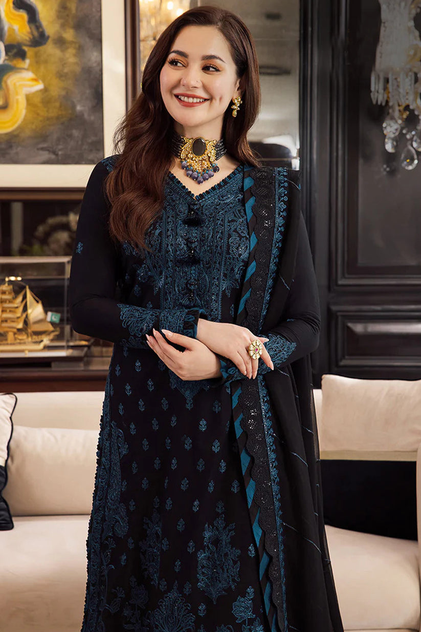 ASIM JOFA- 3PC EMBROIDERED SHIRT WITH CHIFFON DUPATTA AND TROUSER - RB11225