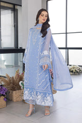 AZURE - 3PC LAWN EMBROIDERED SHIRT WITH ORGANZA EMBROIDERED DUPATTA AND TROUSER - RB11058