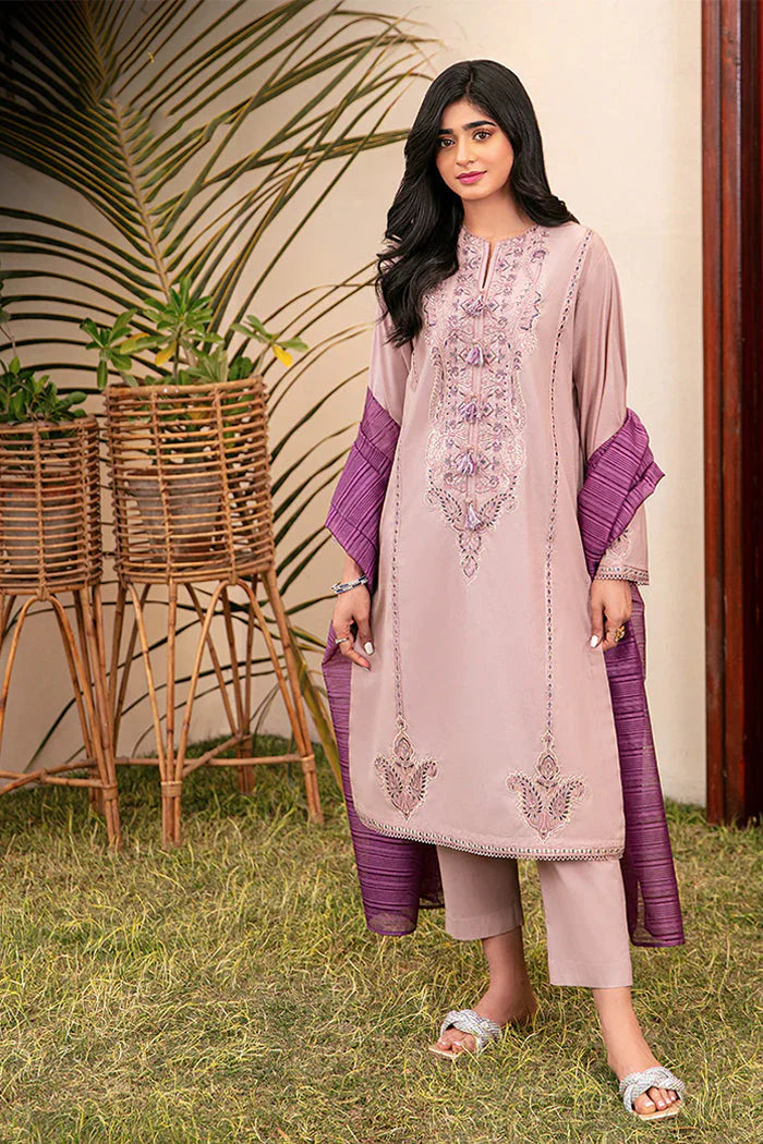 ASIM JOFA - 3PC LAWN EMBROIDERED SHIRT WITH DIAMOND DYED DUPATTA AND TROUSER - RB11059