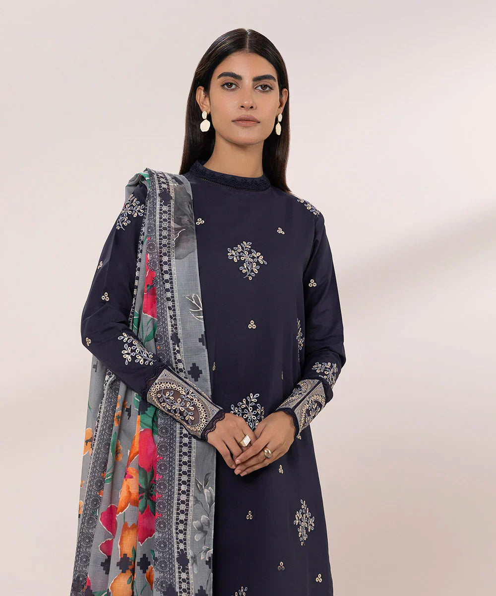 SAPPHIRE - 3PC LAWN EMBROIDERED SHIRT WITH DIAMOND PRINTED DUPATTA AND TROUSER - RB11060