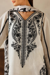 BAROQUE- 3PC EMBROIDERED DHANAK SHIRT WITH PRINTED SHAWL AND TROUSER - RB11226