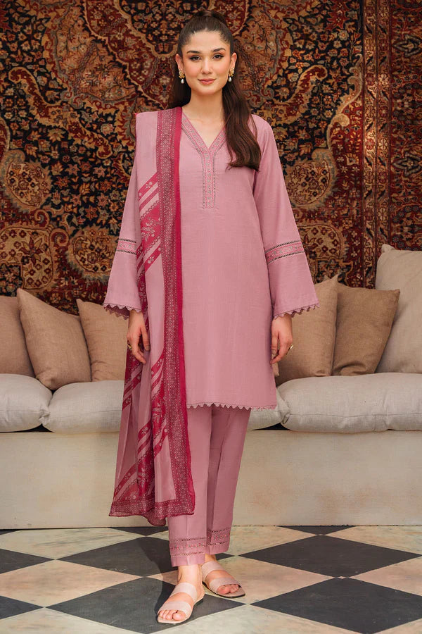 ZIVA - 3PC LAWN EMBROIDERED SHIRT WITH DIAMOND PRINTED DUPATTA AND TROUSER - RB11066