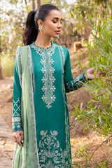 ZAHA - 3PC LAWN EMBROIDERED SHIRT WITH ORGANZA EMBROIDERED DUPATTA AND TROUSER - RB11067