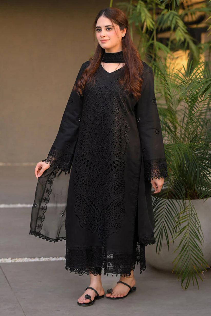 LIBAAS - 3PC EMBROIDERED SHIRT WITH CHIFFON DUPATTA AND TROUSER - RB11218