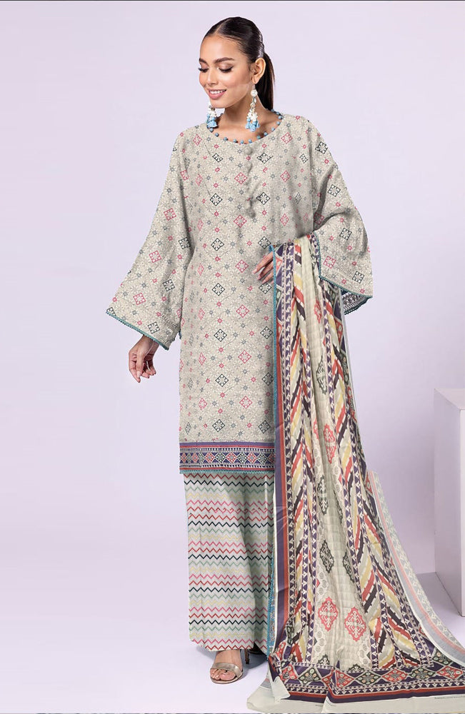 BAKHIYA - 3PC LAWN PRINTED SHIRT WITH LAWN PRINTED DUPATTA AND TROUSER - RB11011