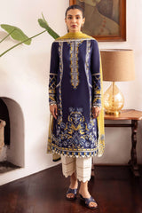 ZAHA - 3PC LAWN EMBROIDERED SHIRT WITH ORGANZA EMBROIDERED DUPATTA AND TROUSER - RB11070